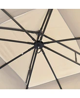 10x12 Ft Softtop Metal Gazebo with Mosquito Net&Sunshade Curtains, Sturdy Heavy Duty Double Roof Canopy, Galvanized Steel Design Outdoor Tent, Suitabl