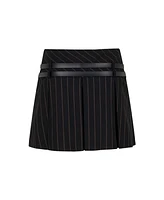 Nocturne Women's Double Belted Pleated Mini Skirt