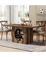 Tribesigns 63" Dining Table for 4-6 People, Rectangular Dining Table with Storage, Farmhouse Kitchen Table Space Saving Dinner Table for Dining Room L