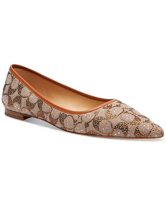 Coach Women's Daphne Crystal Signature Pointed-Toe Flats