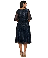 Lara Women's Flowing, Sequin Midi Dress with Short Sleeves