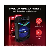 Pyle 15" Bluetooth Portable Pa Speaker With Rechargeable Battery, Party Lights & Microphone, 1200 Watt