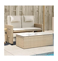 vidaXL Reclining Patio Bench with Cushions Beige Poly Rattan