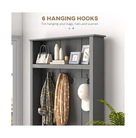 Slickblue Gray Storage Cabinet Hall Tree: Entryway Bench with Coat Rack - Stylish and Functional