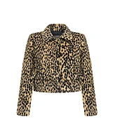 Nocturne Women's Leopard Print Crop Jacket - Multi