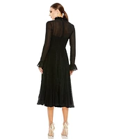 Mac Duggal Women's Embroidered Long Sleeve Ruffle Dress