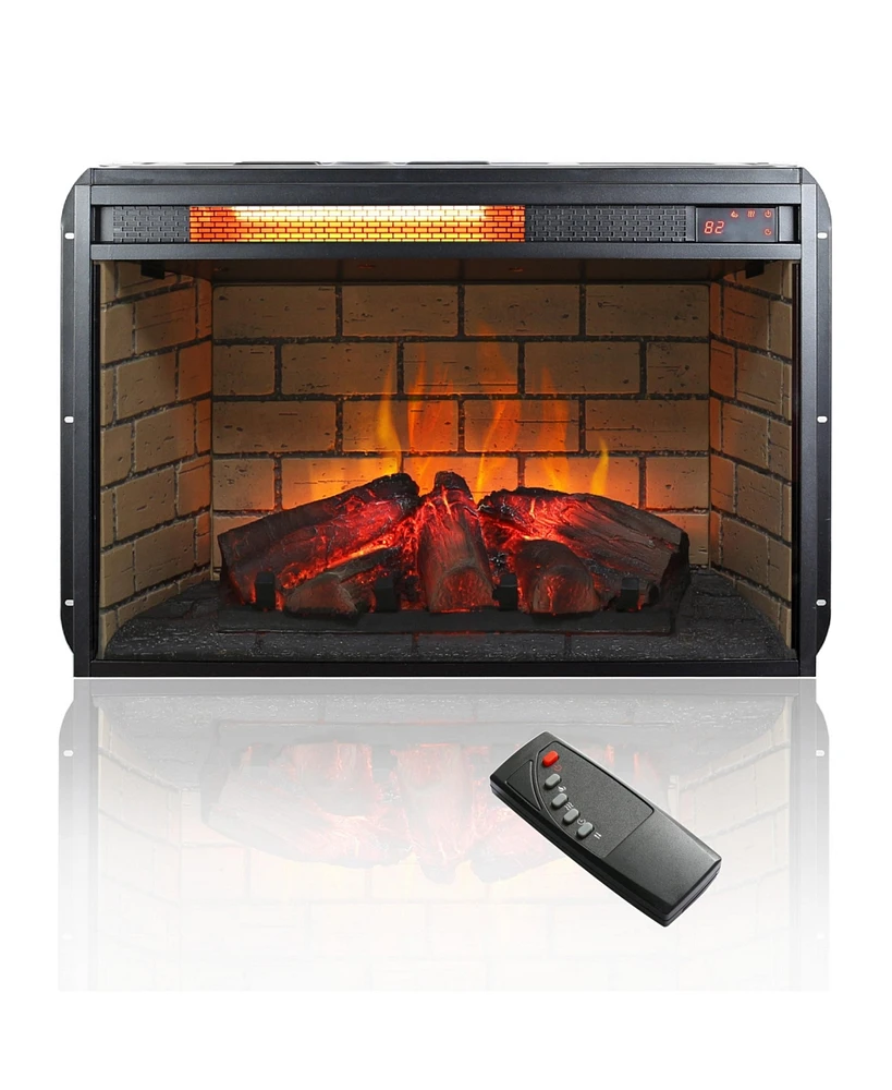 Mondawe 26Inch Infrared Quartz Heater Fireplace Insert -Woodlog Version With Brick