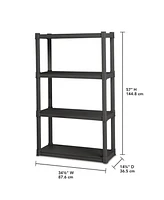 Sterilite Plastic Indoor Outdoor 4 Shelf Durable Shelving Unit, Gray, 4 Pack