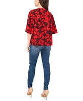 Sam & Jess Petite Tie-Neck Flutter-Sleeve Blouse