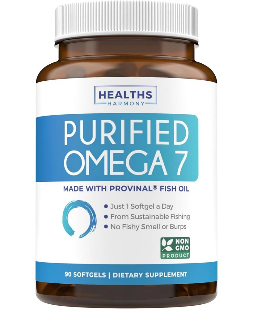 Healths Harmony Purified Omega 7 Softgel Capsules, Provinal Sustainable Peruvian Anchovy Fish Oil Supplement, Health's Harmony