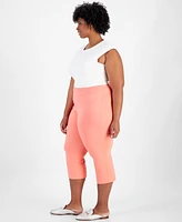 Jm Collection Plus Tummy Control Pull-On Capri Pants, Created for Macy's