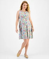 Style & Co Petite Printed Sleeveless Flip Flop Dress, Created for Macy''