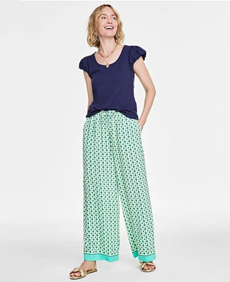 On 34th Women's Printed Drawstring Wide-Leg Pants, Created for Macy's