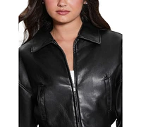 Guess Amy Faux-Leather Cropped Jacket