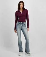 Dollhouse Juniors' High-Rise Embellished-Pocket Bootcut Jeans