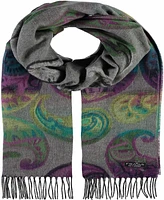 Fraas Color Block Paisley Cash Mink Scarf