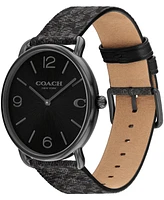 Coach Men's Elliot Signature Charcoal Leather Strap Watch 41mm