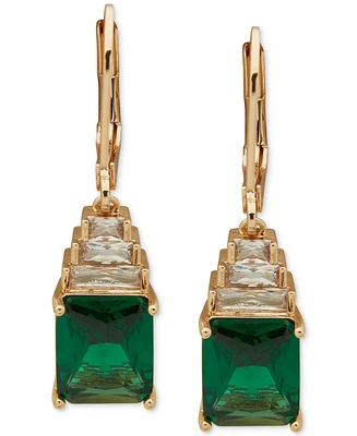 Anne Klein Gold-Tone Stacked Cubic Zirconia Drop Earrings