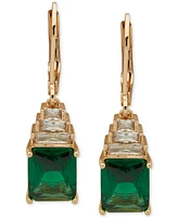 Anne Klein Gold-Tone Stacked Cubic Zirconia Drop Earrings