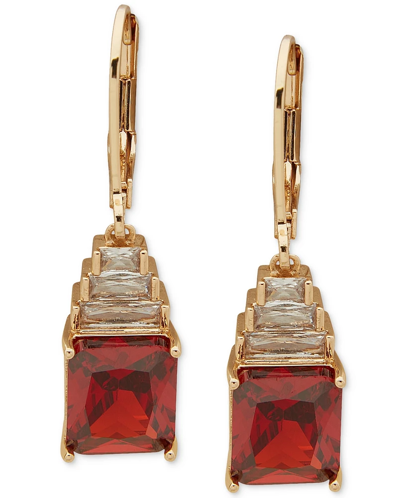 Anne Klein Gold-Tone Stacked Cubic Zirconia Drop Earrings