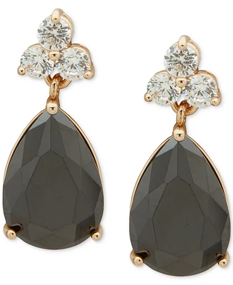 Anne Klein Gold-Tone Pave & Color Pear-Shape Cubic Zirconia Drop Earrings