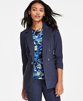 Bar Iii Women's Faux-Double-Breasted Compression-Denim Blazer, Exclusively at Macy's