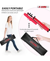 5 Core Sheet Music Stand Red; Portable Foldable Music Note Holder; Height Adjustable Tripod Stands - Mus Fld Red