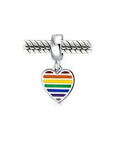 Bling Jewelry Inspirational Heart Rainbow Symbol Dangle Charm Bead For Women Sterling Silver Fits European Bracelet