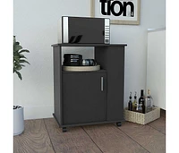 Depot E-shop Munich Lower Microwave Pantry Single Door Cabinet, Three Lateral Shelves, Two Interior Shelves