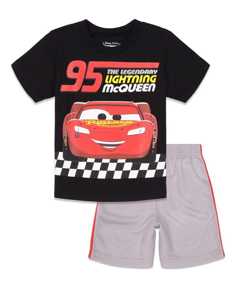 Disney Little Boys Lion King Cars T-Shirt and Mesh Shorts Outfit Set to (18 Months - 10-12)