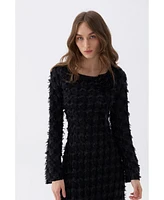 Nocturne Women's Backless Long Sleeve Maxi Dress