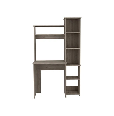Depot E-shop Aramis Desk, Five Shelves, Two Superior Shelves, Light Gray