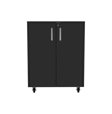 Depot E-shop Hartford Storage Double Door Cabinet, Two Interior Shelves, Casters, Black