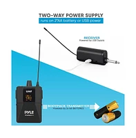 Pyle Dual Headset Wireless Microphone Kit, Includes Headset Mic, Lavalier Mic & Beltpack Transmitter