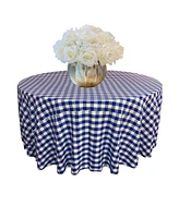 Slickblue 108-Inch Round Polyester Gingham Checkered Tablecloth
