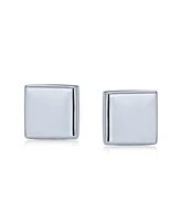 Bling Jewelry Geometric Square Flat Disc Stud Earrings For Women .925 Sterling Silver 15MM Diameter
