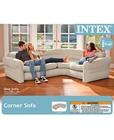 Intex Inflatable Corner Living Room Neutral Sectional Sofa & Lounge Chair Set