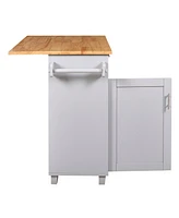 Slickblue Rolling Kitchen Island with Storage: Rubber Wood Top, Spacious Drawer Divider, Internal Storage Rack