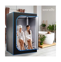 SereneLife Compact & Portable Steam Sauna With Two Foldable Chairs