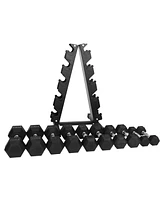 BalanceFrom Fitness BalanceFrom Signature Alloy Steel 150 lb Rubber Encased Hex Dumbbell Set, Black