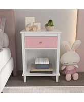 Slickblue Wooden Nightstand with 1 Drawer and 1 Shelf for Kids and Adults