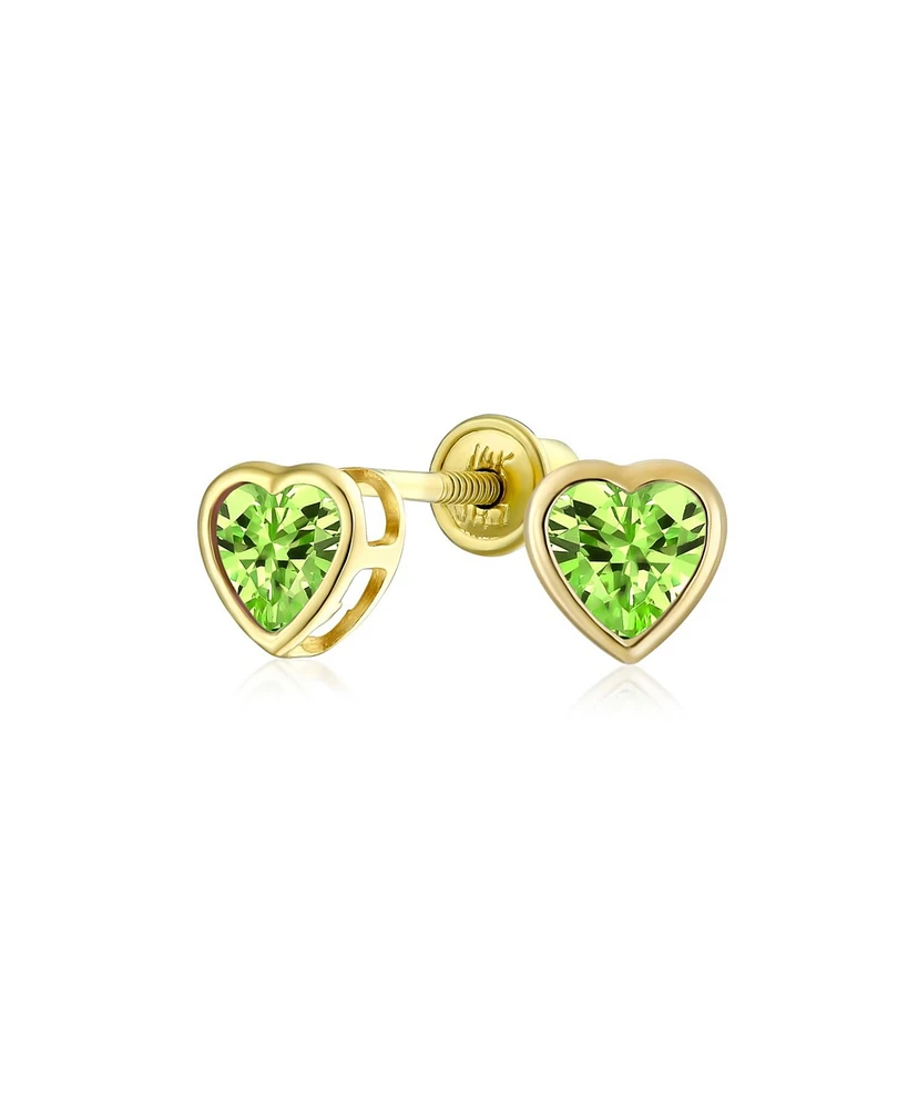 Bling Jewelry Tiny Cubic Zirconia Real Yellow 14K Real Yellow Gold Heart Stud Earrings