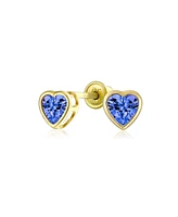 Bling Jewelry Tiny Cubic Zirconia Real Yellow 14K Gold Heart Stud Earrings