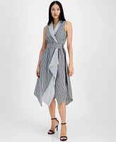 Anne Klein Women's Cotton Handkerchief-Hem Midi Dress