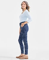 Style & Co Petite Printed Mid-Rise Curvy Skinny Jeans, Created for Macy's