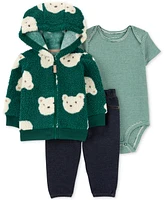 Carter's Baby Boys Faux-Sherpa Bear Jacket, Bodysuit & Pants, 3 Piece Set