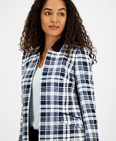 Kasper Women's Open-Front Plaid Topper Jacket