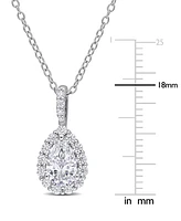 Moissanite Pear Halo 18" Pendant Necklace (1-1/3 ct. t.w.) in Sterling Silver