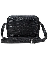 Lauren Ralph Marcy Croc-Embossed Leather Small Camera Bag