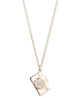 Emily in Paris Gold-Tone Pave Camera Pendant Necklace, 16" + 3" extender